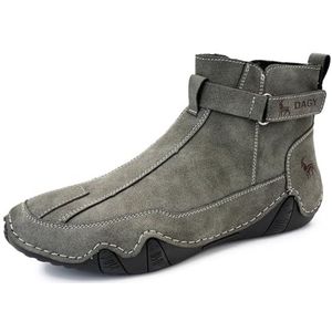 Men's Suede Desert Chukka Boots Fashion Casual Round Toe Platform Deck Boots Fashion Comfort Work Boots (Color : Gray, Size : EU 40)