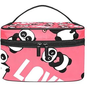 Make-up Organizer Bag, Travel Makeup Bag Organizer Case Draagbare Cosmetische Tas voor Vrouwen en Meisjes Toiletartikelen Liefde Panda Roze, Meerkleurig, 22.5x15x13.8cm/8.9x5.9x5.4in
