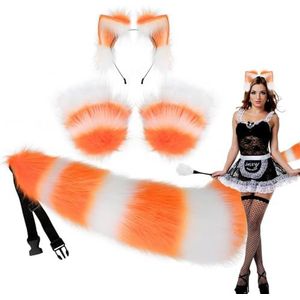 Wolf oren en staart - Wolf oren kostuum | Driedelige accessoireset, damesaccessoires met gesimuleerde staart voor Halloween-feest Tytlyworth