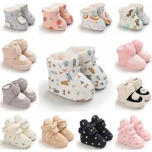 Wintersneeuwbabylaarzen Meerdere kleuren Warme pluisballen Indoor Colloïdale deeltjeszool Pasgeboren peuterbabyschoenen (Color : B253 white, Size : 7-12 Months)