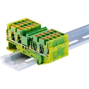 10 stuks PT4-QUATTRO-PE aardingsklemmen op DIN-rail, veervoorziening door de verbinding aardingsklem draadgeleider
