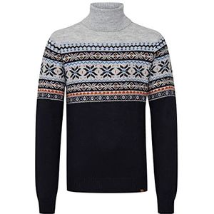 Blend Tjesse rolkraagpullover voor heren, pullover met Noors patroon, Dark Navy (194013), L