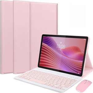 EHLCYS Toetsenbordhoes voor Lenovo Tab 10.1 inch 2025 Release (TB-311FU/TB-311XU), magnetisch afneembaar draadloos Bluetooth-toetsenbord, ultradunne multi-angle foliohoes met muis,Roze