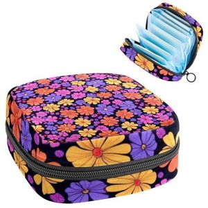 Kleurrijke naadloze bloemenpatroon maandverband opbergtas, grote menstruatie cup zakje met rits, menstruatie pads tas winkel panty voeringen tampons voor meisjes vrouwen