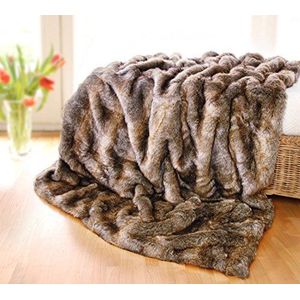 Bont deken als knuffeldeken en sprei van bruin Otter imitatiebont, ook als kussen (Bont deken 150x200cm)