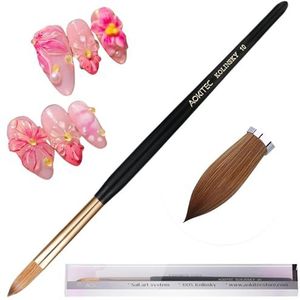 Aokitec 100% Kolinsky Sable Acryl Nail Brush voor Acryl Poeder, Nail Art Pennen, Ovaal Geplooide Hout Nagelborstel,Polygel Borstel Manicure Pedicure Tools (10#)