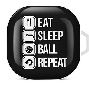 Eat Sleep Basketbal Herhaal Oordopjes Hoesje Compatibel met Samsung Hard Shell Beschermhoes Wit-Stijl