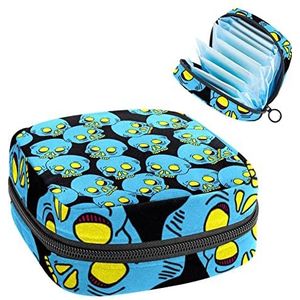 Bule Schedel,Periode Pouch Draagbaar,Tampon Opbergtas,Tampon Houder voor Portemonnee Vrouwelijke Product Organizer, Meerkleurig, 4.7x6.6x6.6 in/12x17x17 cm