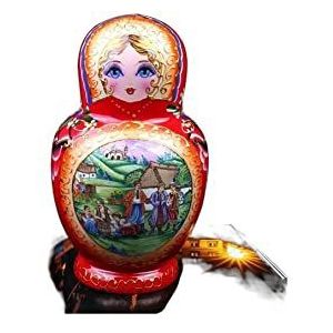 Matroesjkapoppen Russische Nesting Dolls Houten 10-delige Rode Matroesjka-poppen Kinderen Verjaardag Kerst Souvenir Cadeau Decoratie Creatief Speelgoed