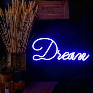 SHZICMY Dream Neon Sign, 5 V Led Neon Wandborden, USB-lichtreclame, verlichting, decoratie, neonsigns voor slaapkamer, kinderkamer, woonkamer, bar, bruiloft, feest, Kerstmis