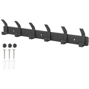 Sarsumir Wandgarderobe, wandgarderobe zwart, wandgarderobe met 6 haken voor entree, slaapkamer, woonkamer