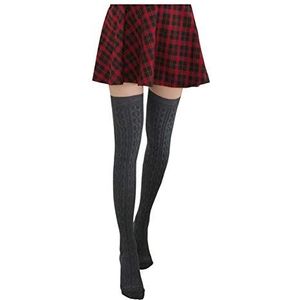 Bakicey Kniekousen, overknee, van katoen, gebreid, tot boven de knie, lange kousen, winterkousen, 64 cm, 64 cm donkergrijs