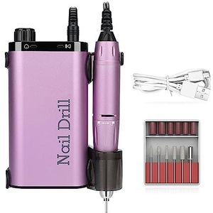 Elektrische nagelvijl, 35000 rpm elektrische nagelboormachine for manicure, freesset for gelpolijsten, nagelboorpen Salon nagelapparatuur voor zowel natuurlijke als kunstnagels (Color : Lilac purple