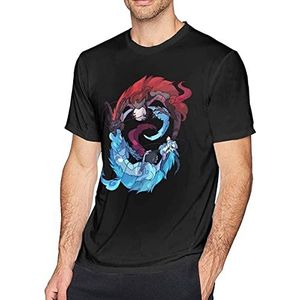 Blue Red Ying Yang Dragons Men's Short Sleeve Summer Casual overhemden(Small)