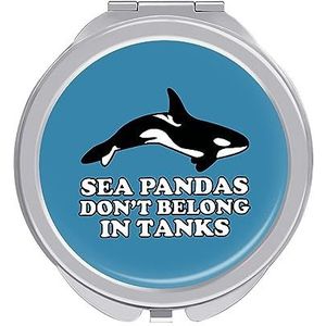 Sea Panda Orka Compact Kleine Reizen Make-up Spiegel Draagbare Dubbelzijdige Pocket Spiegels voor Handtas Purse