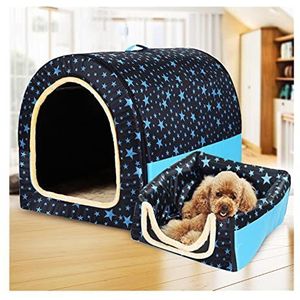Hondenmand Warm Hondenhok Huis Lounge Voor Katten Medium Kleine Hond Binnen Warm Opvouwbaar Wasbaar Huisdierbed (Color : 2, Size : 35X32X28cm)