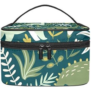 Dinosaurus groene make-up organizer tas, reismake-up tas organizer case draagbare cosmetische tas voor vrouwen en meisjes toiletartikelen, Meerkleurig, 22.5x15x13.8cm/8.9x5.9x5.4in