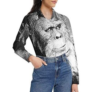 Bigfoot Sasquatch damesshirt met lange mouwen en knoopsluiting, casual werkshirts, tops, XL