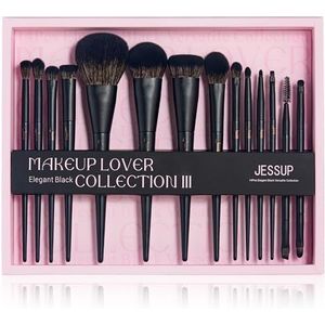 Jessup Zwarte Makeup Kwasten 14Pcs Makeup Kwasten Geschenkset voor Vrouwen Kabuki Foundation Oogschaduw Contour Concealer Poeder Eyeliner Crease Wenkbrauw Blending Kwasten Set Cadeau Vrouwen,T336-G