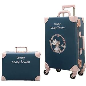 Koffer Vintage Bloemen PU Reistas Rolling Bagage Sets 13 20 22 24 26 Inch Vrouwen Retro Trolley Koffer (Color : As the picture shows-02, Size : 24inch)