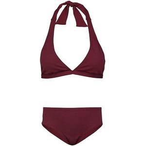 Aquarti Meisjes Bikini Set Bustier Bikini Brief Tweedelig Badpak Zwempak, Om te binden - Jacquard stippen roodbruin, 164