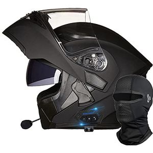 Bluetooth Motorhelm Motorfiets Bromfiets Scooter Crash Helm, DOT/ECE Gecertificeerde Helm, Ingebouwde Mp3 Geïntegreerd Communicatiesysteem K,M=(57-58CM)