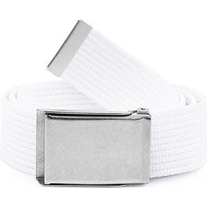 Ladeheid Heren Riem P10(Wit-Zilver, 120 cm (Totale lengte 130 cm))