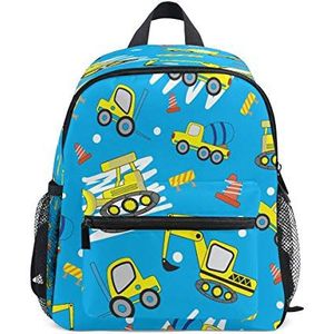 RXYY Kids Rugzak Leuke Auto Cartoon Blauw Schouder Reizen Peuter Schooltas Rugzak met Borstband voor Meisjes Jongens