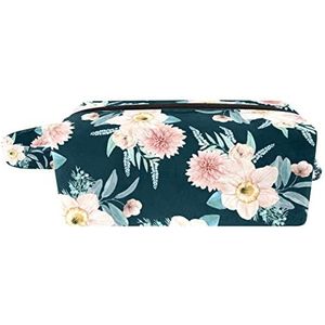 Make-up tas,draagbare cosmetische tas,roze bloem planten,Travel Makeup Case Organizer voor vrouwen met handvat