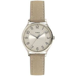 Timex Women's Heritage witte wijzerplaat met een lederen band horloge TW2R23200, Riem