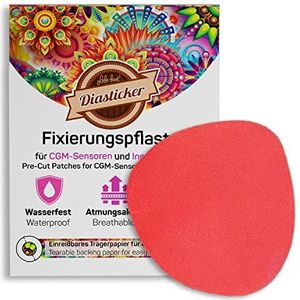 Diasticker® | Overpatch XL fixeerpleisters 8,5 cm (10 stuks, rood) - Freestyle Libre 2, Dexcom G6, Guardian, Katheter | waterdicht - ademend - sterke grip | patch, fixatie, tape, pleister