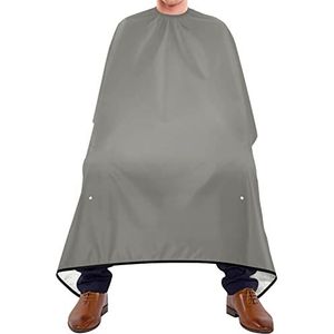 Haar knippen schort 140 x 168 cm, effen grijs effen kleur kapper jurk unisex kappers snijjurk met kliksluiting of haak kappersjurk, voor volwassenen, vrouw, salon