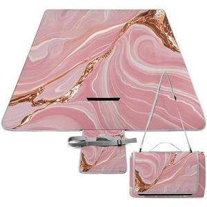 RKJVB 58,3 × 58,3 inch opvouwbare picknickdekens goud marmer bedrukt waterdicht stranddeken draagbare reisdeken picknickmat voor kamperen wandelparken gazon