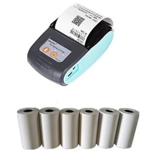 Draagbare Printer, Draagbare thermische BT 4.0 Ontvangstprinter Mini Printer Mobiele 58mm Machine Taxi-printer(Add 6 Rolls Paper)