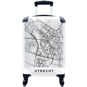 MuchoWow® Koffer - Stadskaart - Utrecht - Grijs - Wit - Past binnen 55x40x20 cm en 55x35x25 cm - Handbagage - Trolley - Fotokoffer - Cabin Size - Print
