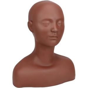 Grote halve body zachte siliconen cosmetologie mannequin hoofd for make-up enten wenkbrauwen ontwerp massage praktijk gezichtsverf model(Black)