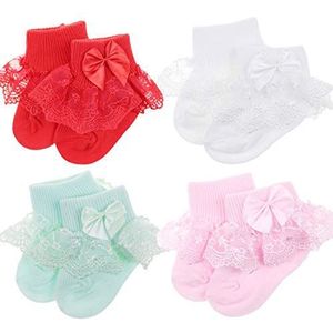 DRESHOW Baby Kanten Strik Sokjes Frilly Kanten Sokjes Newborn Toddlers Meisjes Sokken Enkel Jurk Sokje