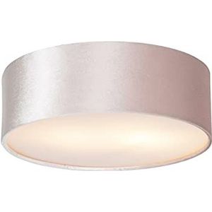 QAZQA - Moderne plafondlamp roze 30 cm met gouden binnenkant - Drum | Woonkamer | Slaapkamer | Keuken - Stof Cilinder - E27 Geschikt voor LED - Max. 2 x 40 Watt