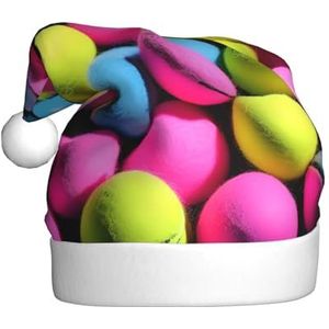 FRESQA Heldere Roze Tennisballen Volwassen Pluche Kerstmis-Hoed-Seizoensgebonden Hoed Decoraties, Voor Feesten En Vieringen