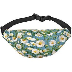 Waterdichte polyester heuptas met - lichtgewicht en duurzame crossbody-tas voor mannen en vrouwen amandelbloesem, Witte kleine bloemen, Eén maat