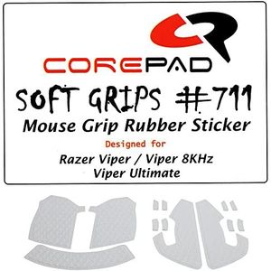 Corepad Soft Grips CG71100 Zelfklevende voorgesneden anti-slip stickers voor PC gaming muizen (wit, Razer Viper / Viper 8KHz / Viper Ultimate),