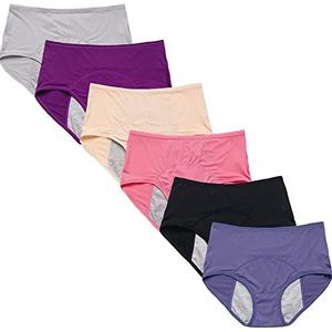 Vrouwen Hoge Taille Lekvrije menstruatieslipjes Zacht ondergoed Dames Slips Grote maten onderbroeken Fysiologische Broeken (5 stuks veelkleurig,7XL)