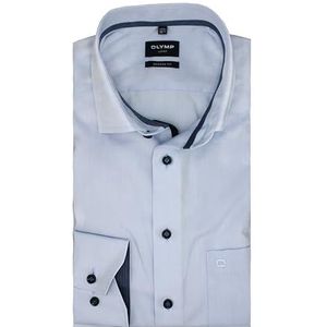 OLYMP Heren business overhemd lange mouwen Luxor, effen, modern fit, Global Kent, Blauw 11, 45