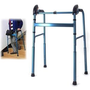 Traprollator, klimrollator, opvouwbaar, blauw, voor ouderen en gehandicapten