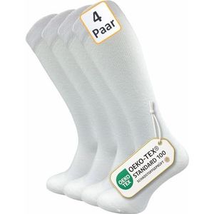 Gawilo Steunkniekousen, 4 paar, - reis- en compressiekousen voor dames en heren, wit, 35/38 EU