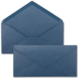 NEUSER PAPIER Enveloppen van kraftpapier, DIN lang, blauw, natte plakrand 11 x 22 cm, vintage enveloppen van gerecycled papier, 300 stuks