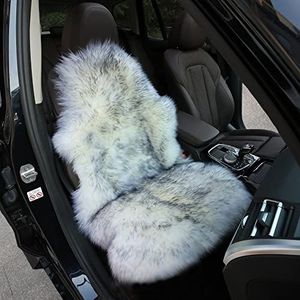 Schapenvacht Autostoelhoes Echte Schapenhuid Autostoelhoezen Voor Auto Suv Vrachtauto Voorstoelen, Universele Pasvorm (Één Stuk) (Color : Red