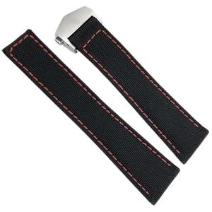 INSTR Canvas Nylon Lederen Horlogeband Voor Tag Heuer CARRERA AQUARACER Horloge Armbanden met Vouw Gesp 20mm 22mm (Color : Black red silver1, Size : 20mm)