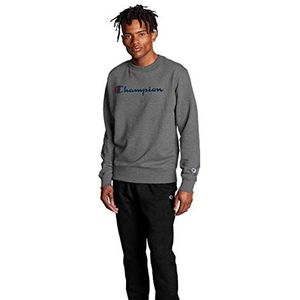 Champion Powerblend Fleece Crew Script Pullover Trui voor heren, semi-ondoorzichtig, Graniet Heather Script, XL
