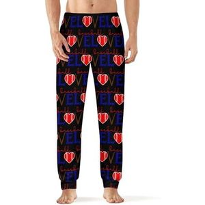 Love Baseball heren pyjama broek print lounge nachtkleding bodems slaapbroek 6XL